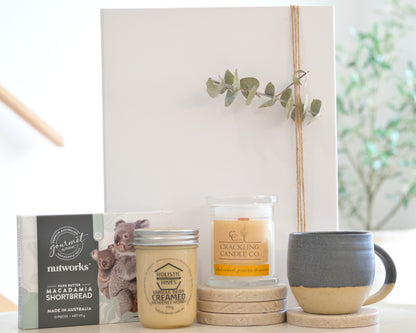 Hamper for Coffee Lovers and Morning | Coffee Mug Candle Honey and Shortbread