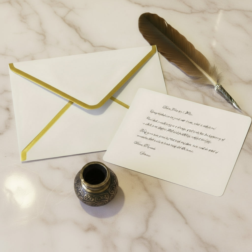 Custom Letter with White & Gold Envelope