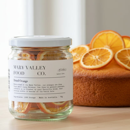 Jar of dried oranges from Mary Valley Food Co. 